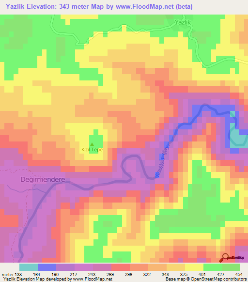 Yazlik,Turkey Elevation Map