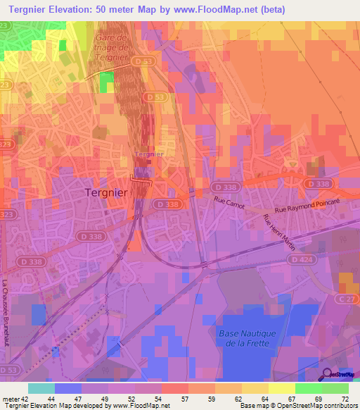 Tergnier,France Elevation Map