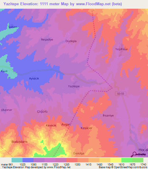 Yazitepe,Turkey Elevation Map