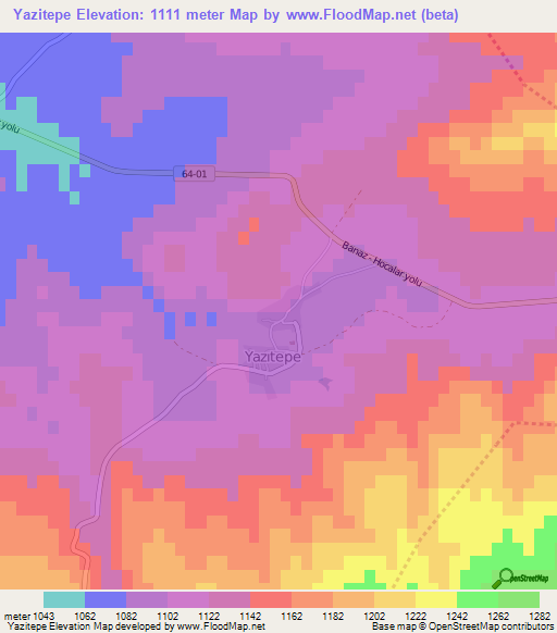 Yazitepe,Turkey Elevation Map