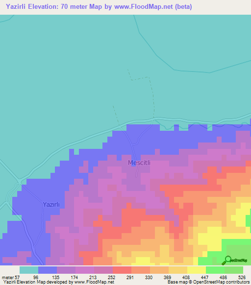 Yazirli,Turkey Elevation Map