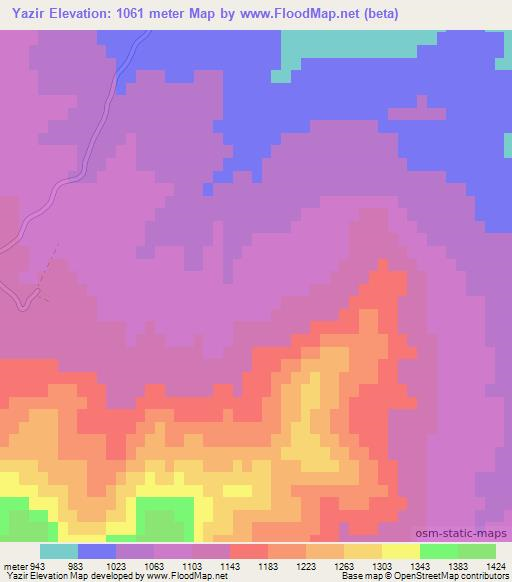 Yazir,Turkey Elevation Map