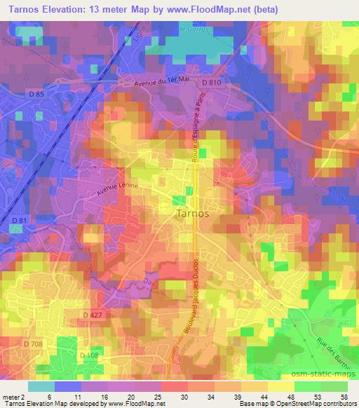 Tarnos,France Elevation Map