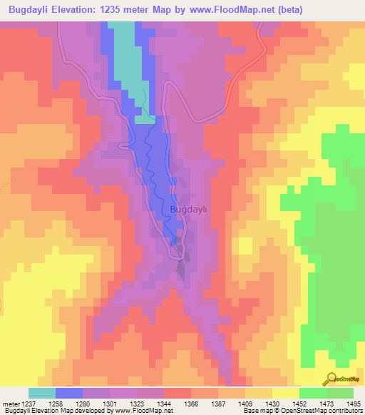 Bugdayli,Turkey Elevation Map