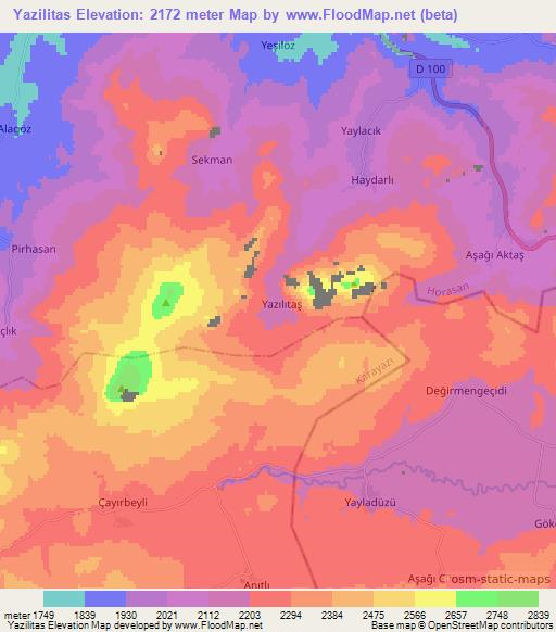 Yazilitas,Turkey Elevation Map