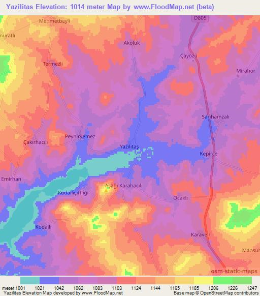 Yazilitas,Turkey Elevation Map