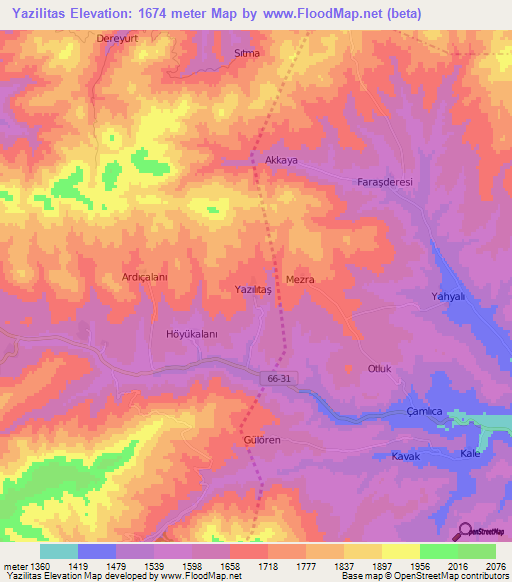 Yazilitas,Turkey Elevation Map