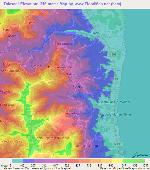 Talasani,France Elevation Map