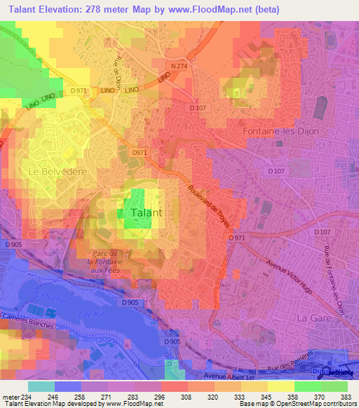 Talant,France Elevation Map