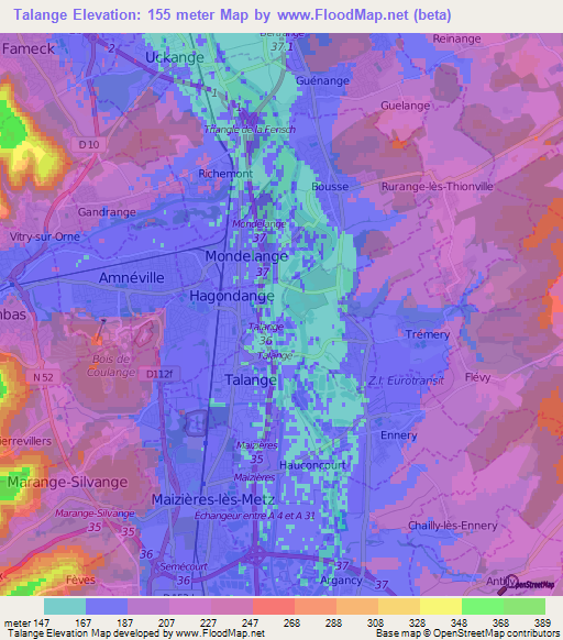 Talange,France Elevation Map