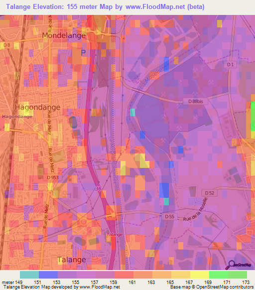 Talange,France Elevation Map