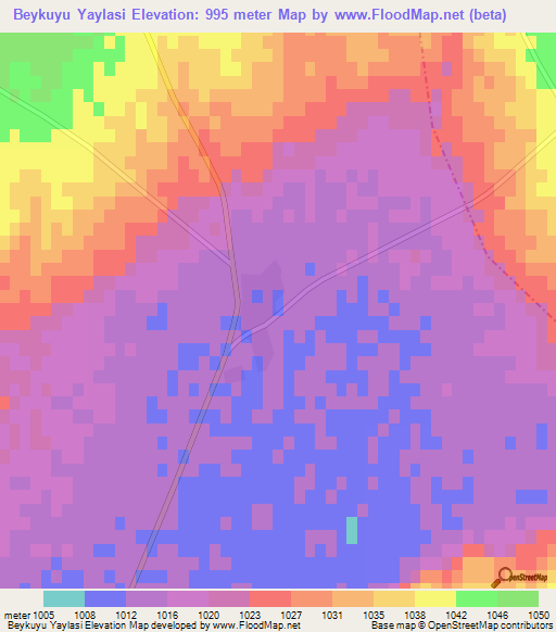 Beykuyu Yaylasi,Turkey Elevation Map