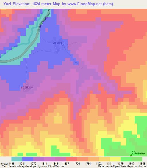 Yazi,Turkey Elevation Map