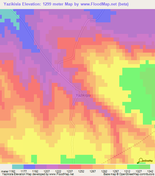 Yazikisla,Turkey Elevation Map