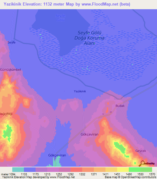 Yazikinik,Turkey Elevation Map