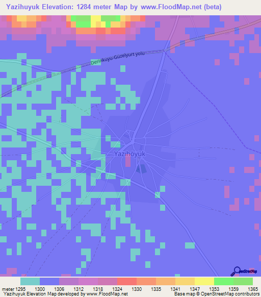 Yazihuyuk,Turkey Elevation Map