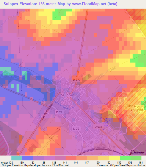 Suippes,France Elevation Map