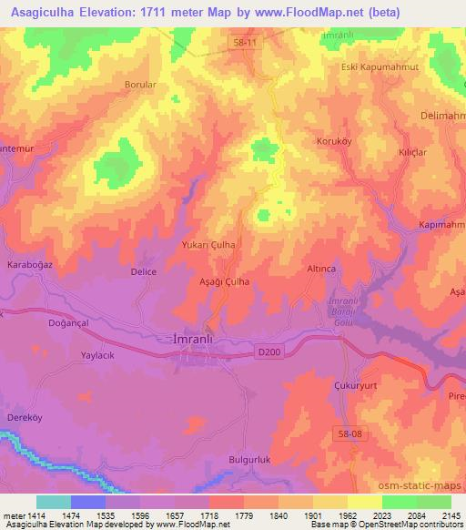 Asagiculha,Turkey Elevation Map