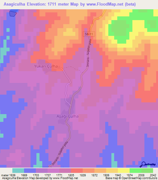 Asagiculha,Turkey Elevation Map