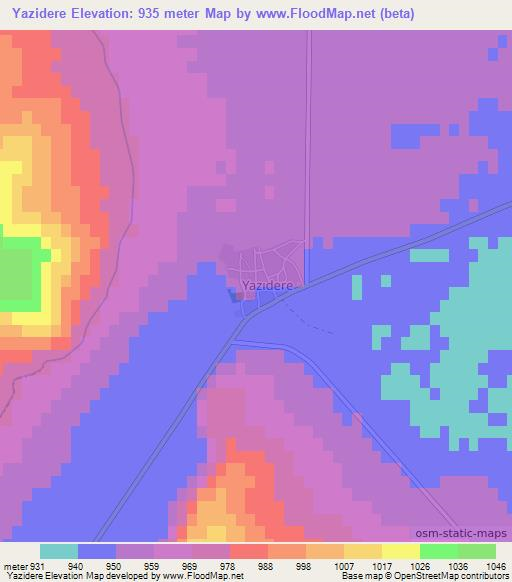 Yazidere,Turkey Elevation Map