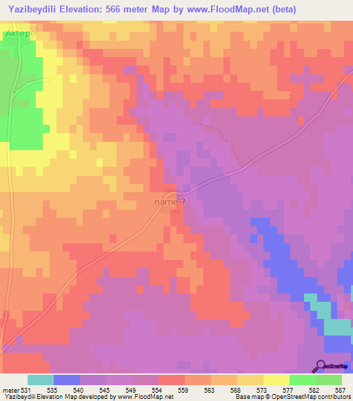 Yazibeydili,Turkey Elevation Map