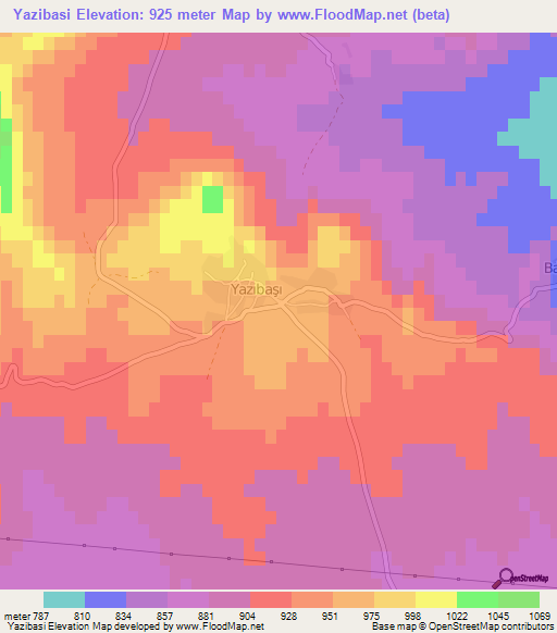 Yazibasi,Turkey Elevation Map