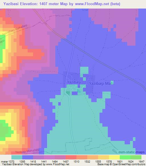 Yazibasi,Turkey Elevation Map