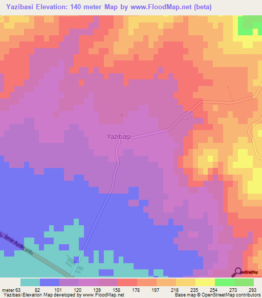 Yazibasi,Turkey Elevation Map