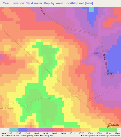 Yazi,Turkey Elevation Map