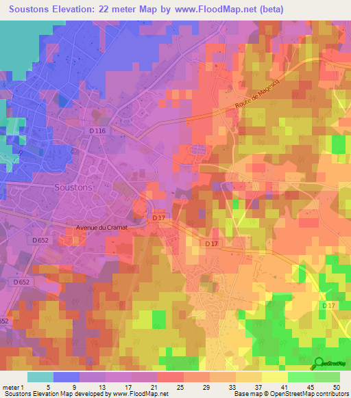 Soustons,France Elevation Map