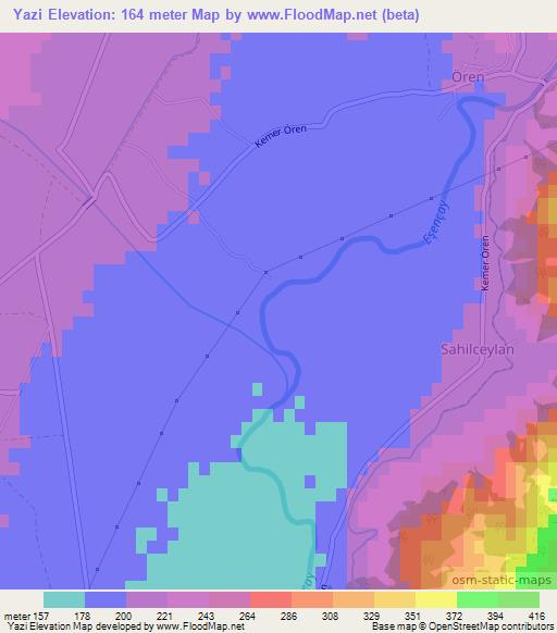 Yazi,Turkey Elevation Map