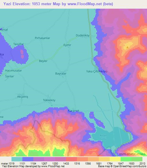 Yazi,Turkey Elevation Map