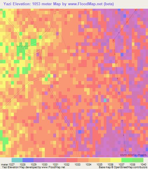 Yazi,Turkey Elevation Map