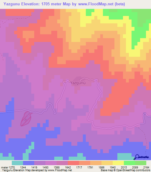 Yazgunu,Turkey Elevation Map