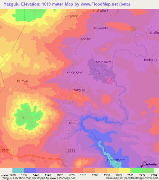 Yazgulu,Turkey Elevation Map