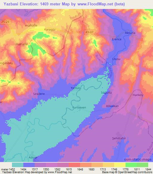 Yazbasi,Turkey Elevation Map