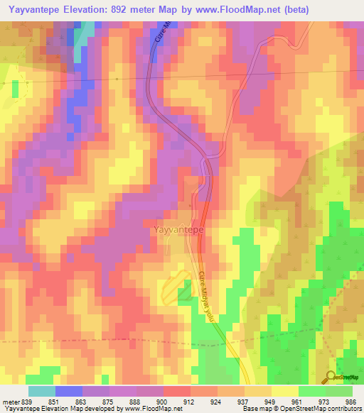 Yayvantepe,Turkey Elevation Map