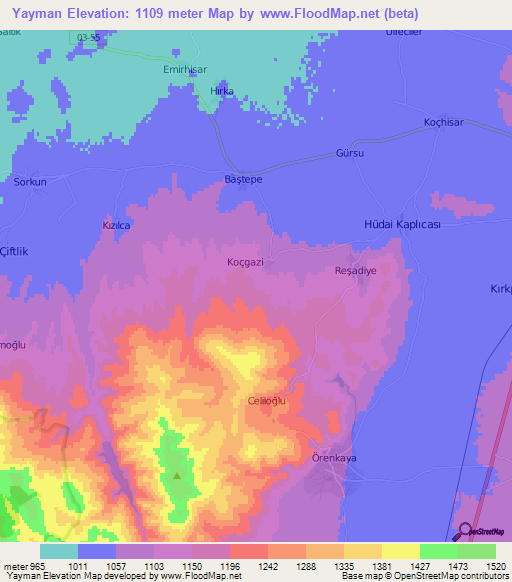 Yayman,Turkey Elevation Map