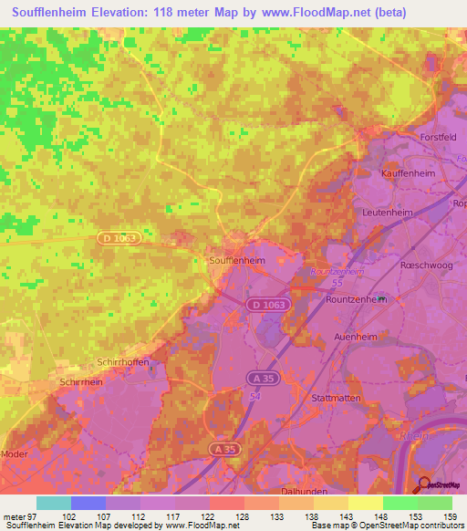 Soufflenheim,France Elevation Map