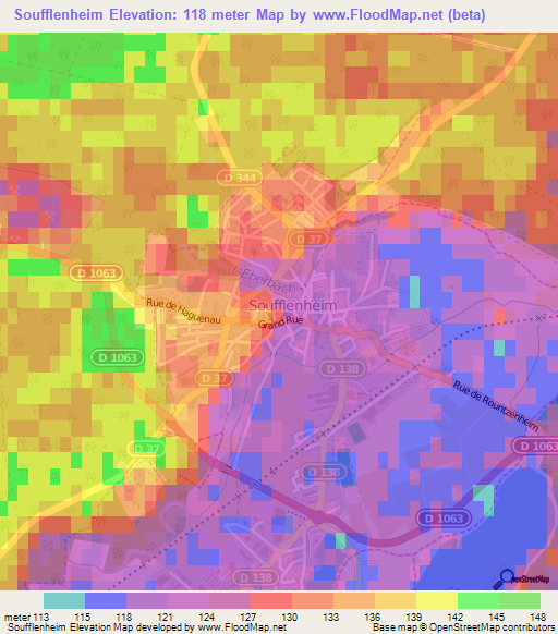 Soufflenheim,France Elevation Map