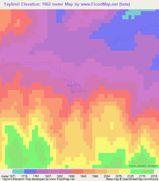 Yaylimli,Turkey Elevation Map