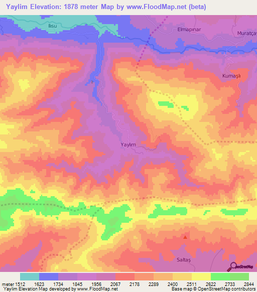 Yaylim,Turkey Elevation Map