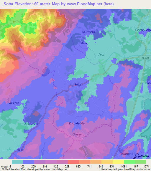 Sotta,France Elevation Map