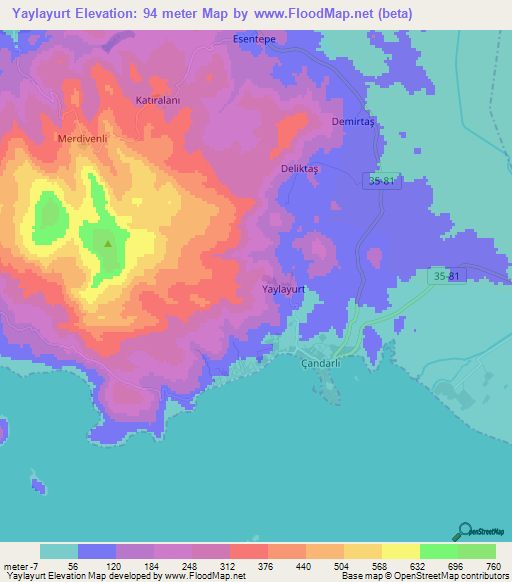 Yaylayurt,Turkey Elevation Map