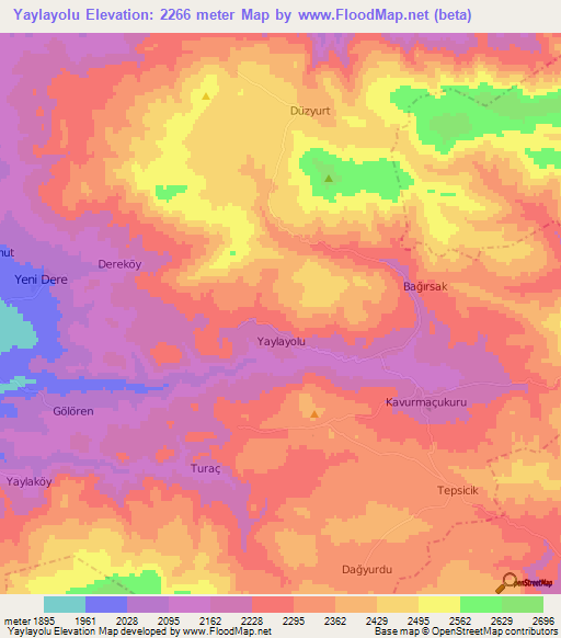 Yaylayolu,Turkey Elevation Map