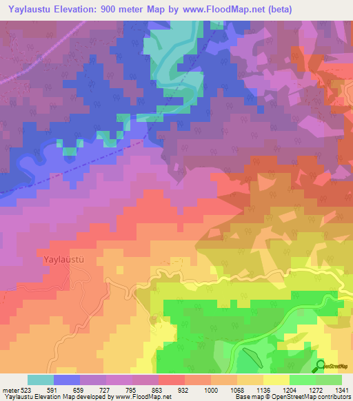 Yaylaustu,Turkey Elevation Map