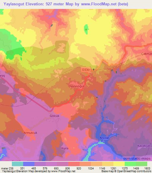 Yaylasogut,Turkey Elevation Map