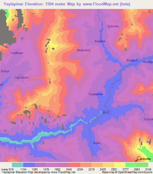 Yaylapinar,Turkey Elevation Map