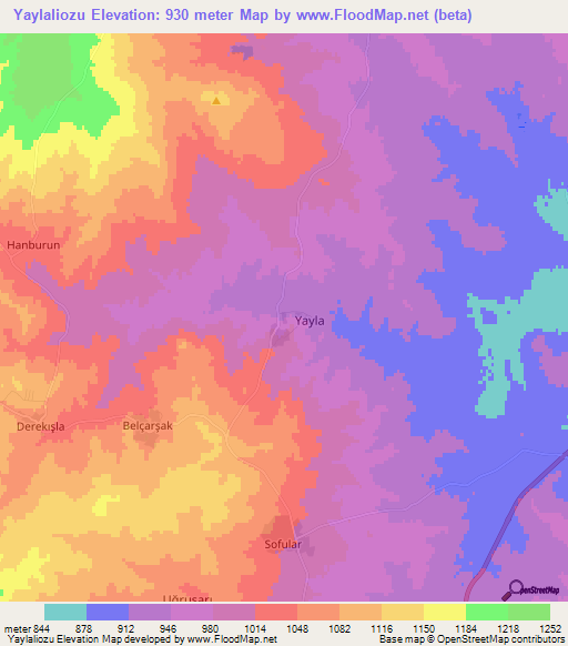 Yaylaliozu,Turkey Elevation Map