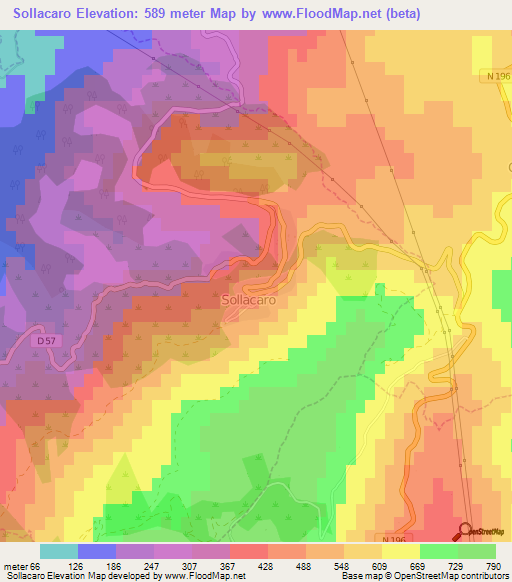 Sollacaro,France Elevation Map